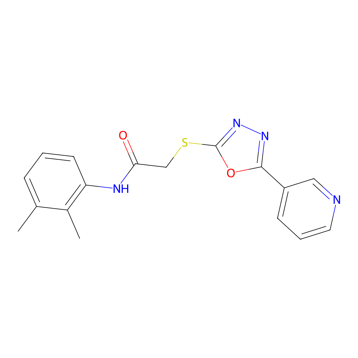 N-(2,3-dimethylphenyl)-2-((5-(pyridin-3-yl)-1,3,4-oxadiazol-2-yl)thio)acetamide molecular structure, CAS 538337-03-0