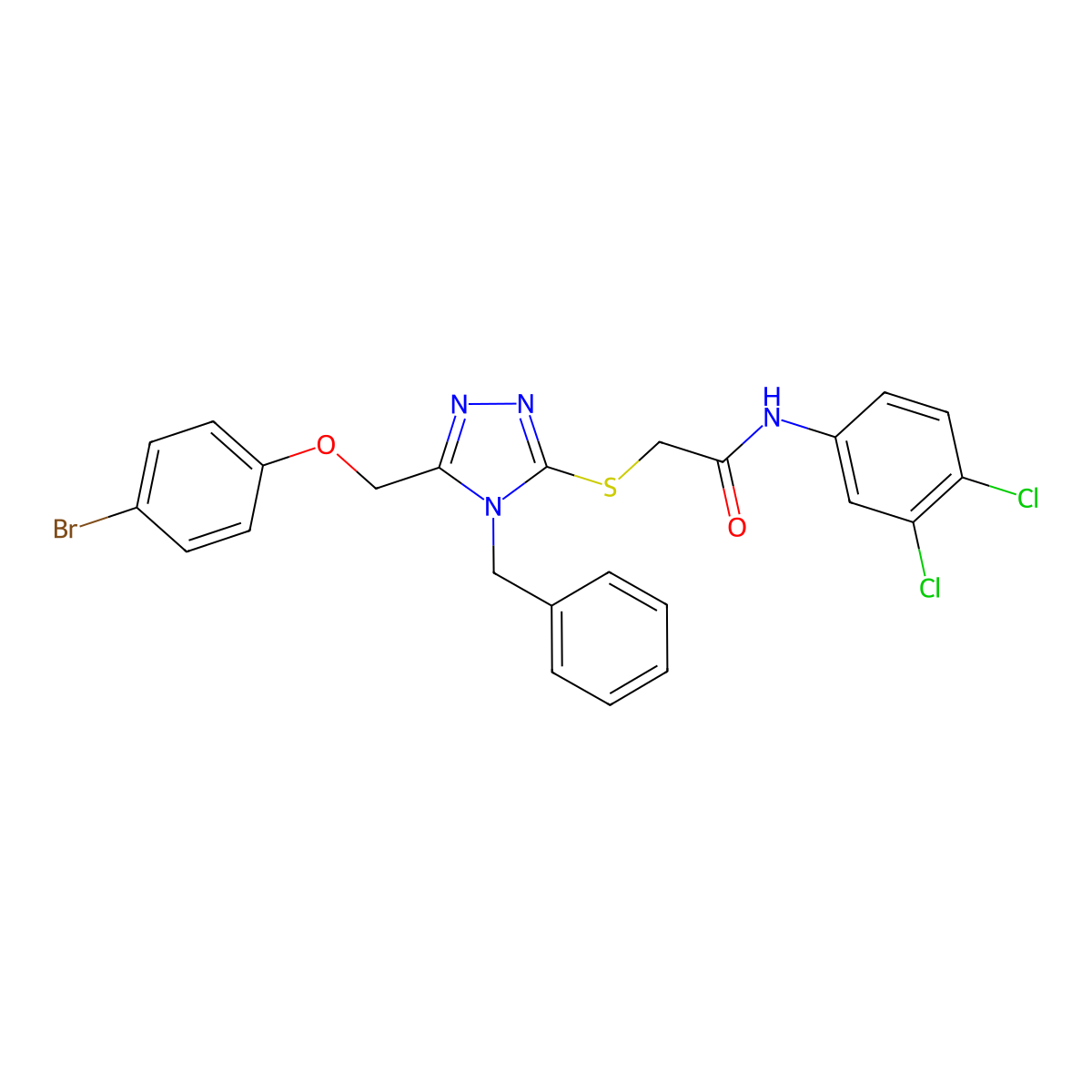 2-({4-Benzyl-5-[(4-bromophenoxy)methyl]-4H-1,2,4-triazol-3-YL}sulfanyl)-N-(3,4-dichlorophenyl)acetamide molecular structure, CAS 538337-04-1