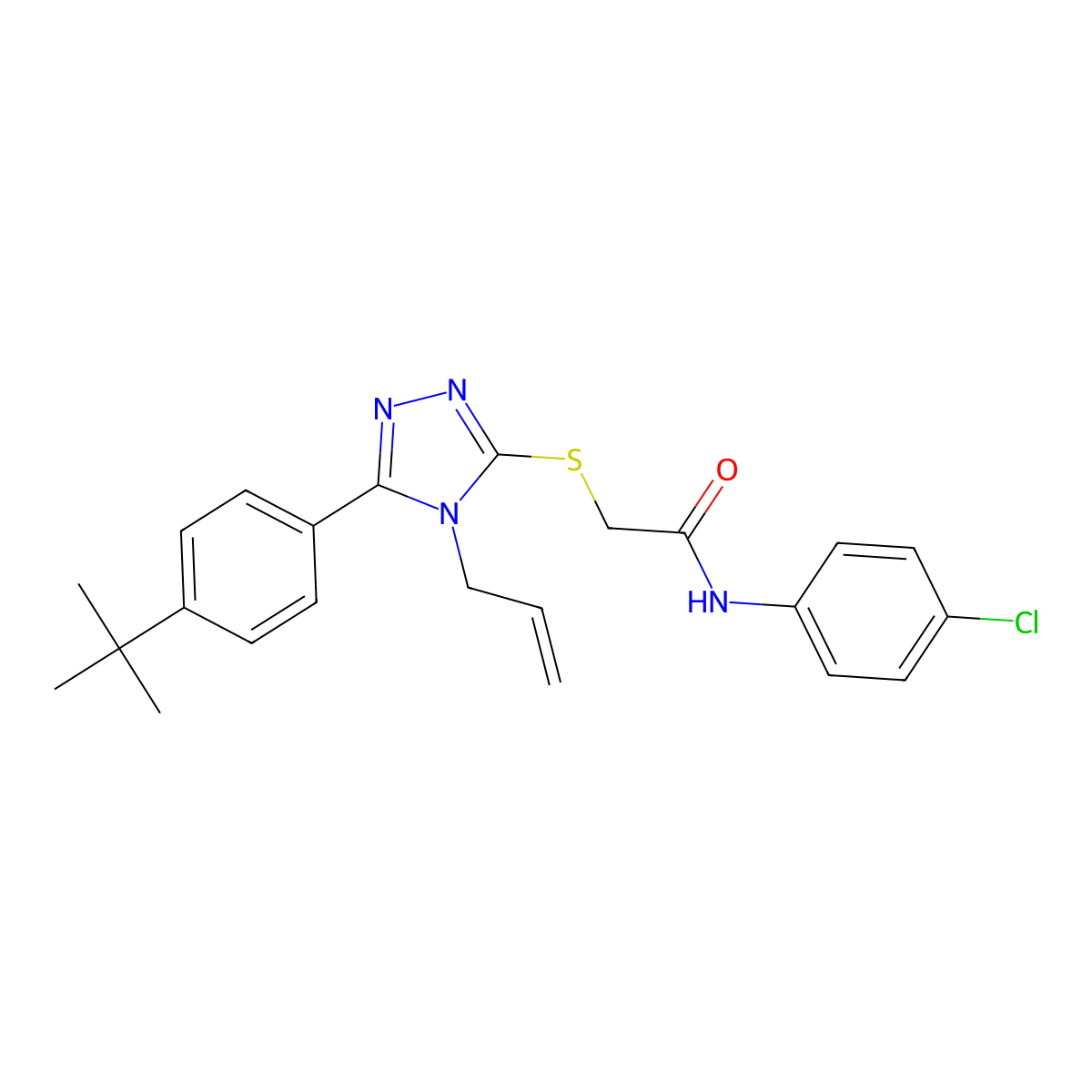 2-((4-Allyl-5-(4-tert-butylphenyl)-4H-1,2,4-triazol-3-YL)sulfanyl)-N-(4-chlorophenyl)acetamide molecular structure, CAS 538337-08-5