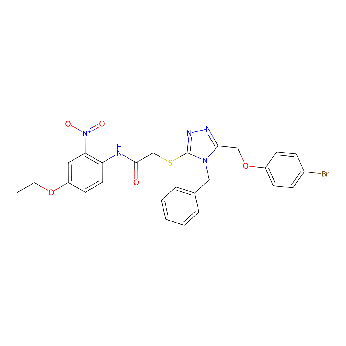 2-((4-Benzyl-5-((4-bromophenoxy)methyl)-4H-1,2,4-triazol-3-YL)sulfanyl)-N-(4-ethoxy-2-nitrophenyl)acetamide molecular structure, CAS 538337-09-6