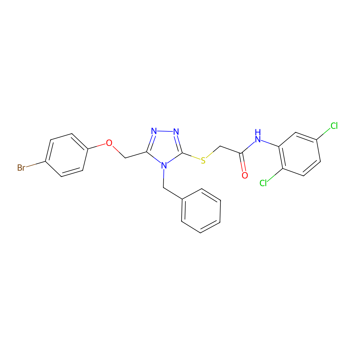 2-((4-Benzyl-5-((4-bromophenoxy)methyl)-4H-1,2,4-triazol-3-YL)sulfanyl)-N-(2,5-dichlorophenyl)acetamide molecular structure, CAS 538337-10-9