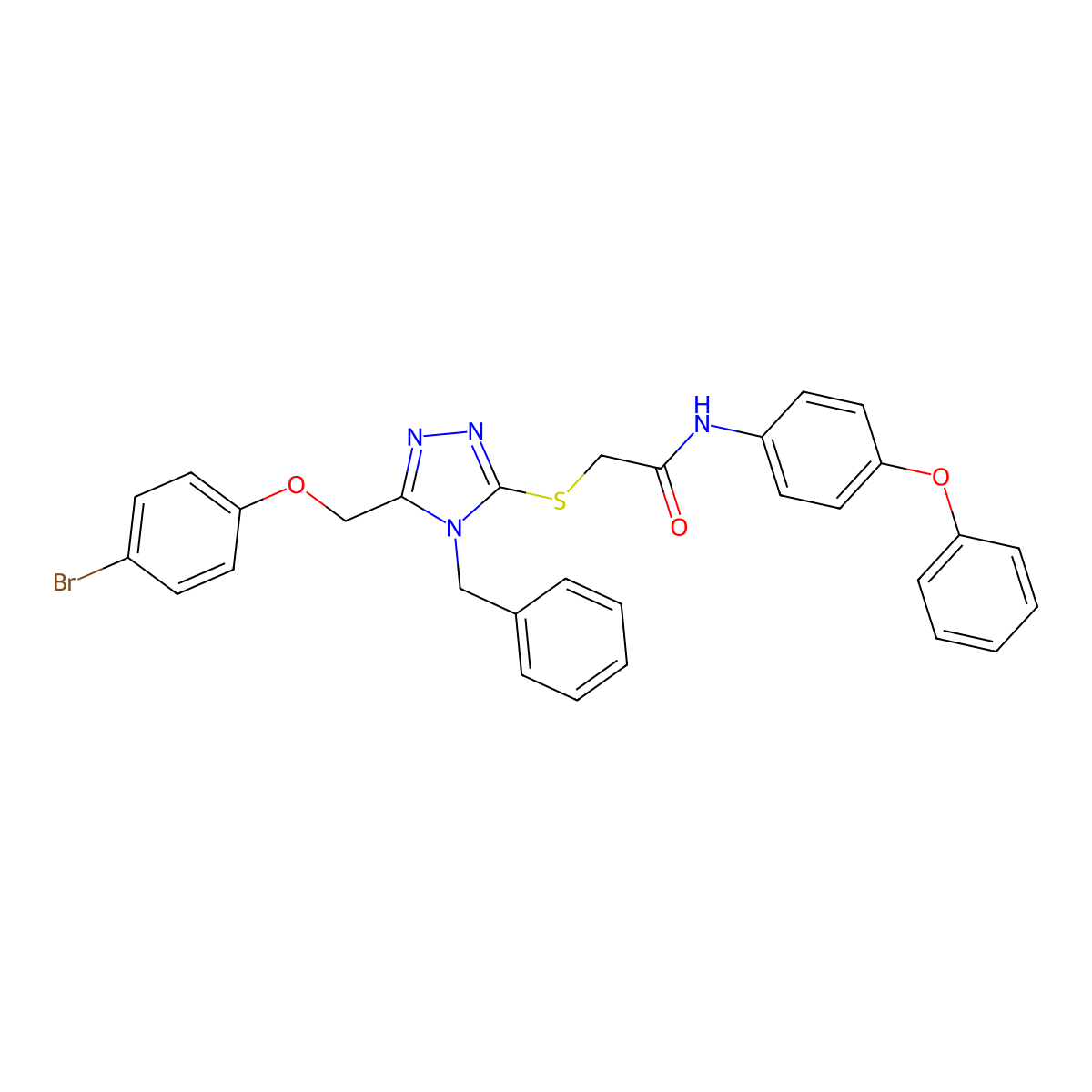 2-({4-Benzyl-5-[(4-bromophenoxy)methyl]-4H-1,2,4-triazol-3-YL}sulfanyl)-N-(4-phenoxyphenyl)acetamide molecular structure, CAS 538337-11-0