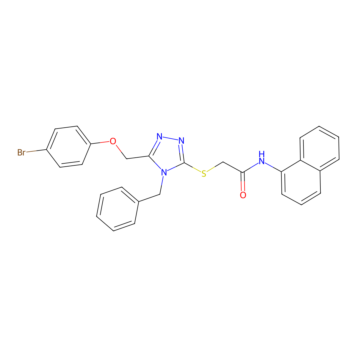 2-({4-Benzyl-5-[(4-bromophenoxy)methyl]-4H-1,2,4-triazol-3-YL}sulfanyl)-N-(1-naphthyl)acetamide molecular structure, CAS 538337-12-1