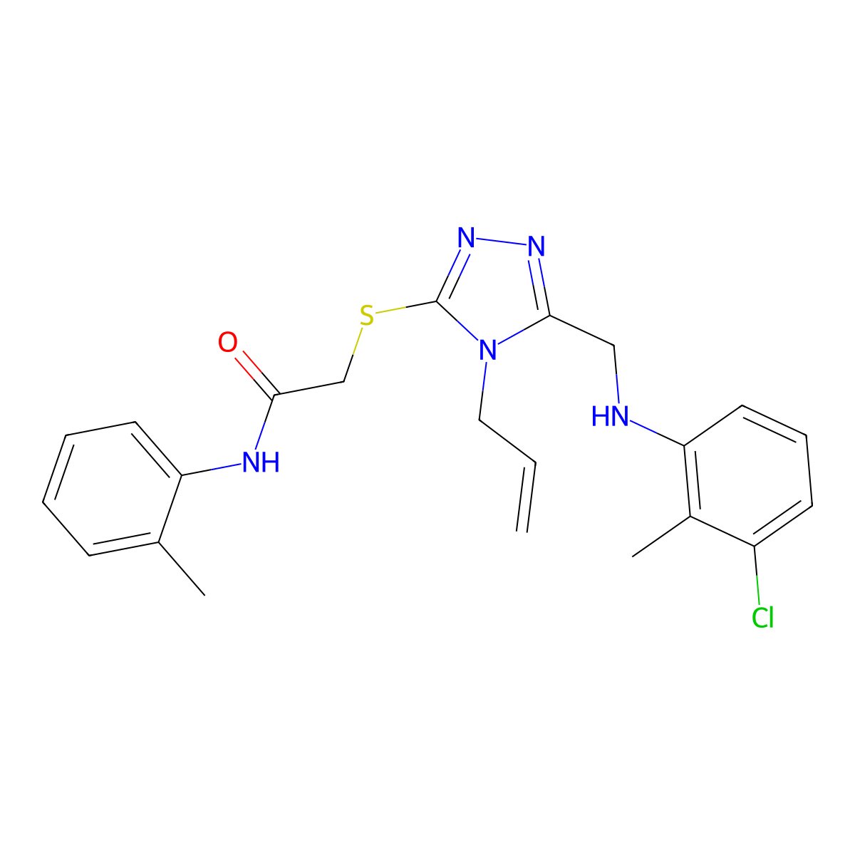 2-((4-Allyl-5-((3-chloro-2-methylanilino)methyl)-4H-1,2,4-triazol-3-YL)sulfanyl)-N-(2-methylphenyl)acetamide molecular structure, CAS 538337-16-5