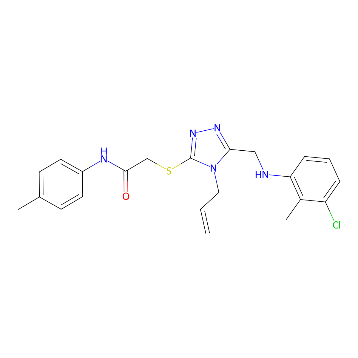 2-((4-Allyl-5-((3-chloro-2-methylanilino)methyl)-4H-1,2,4-triazol-3-YL)sulfanyl)-N-(4-methylphenyl)acetamide molecular structure, CAS 538337-17-6