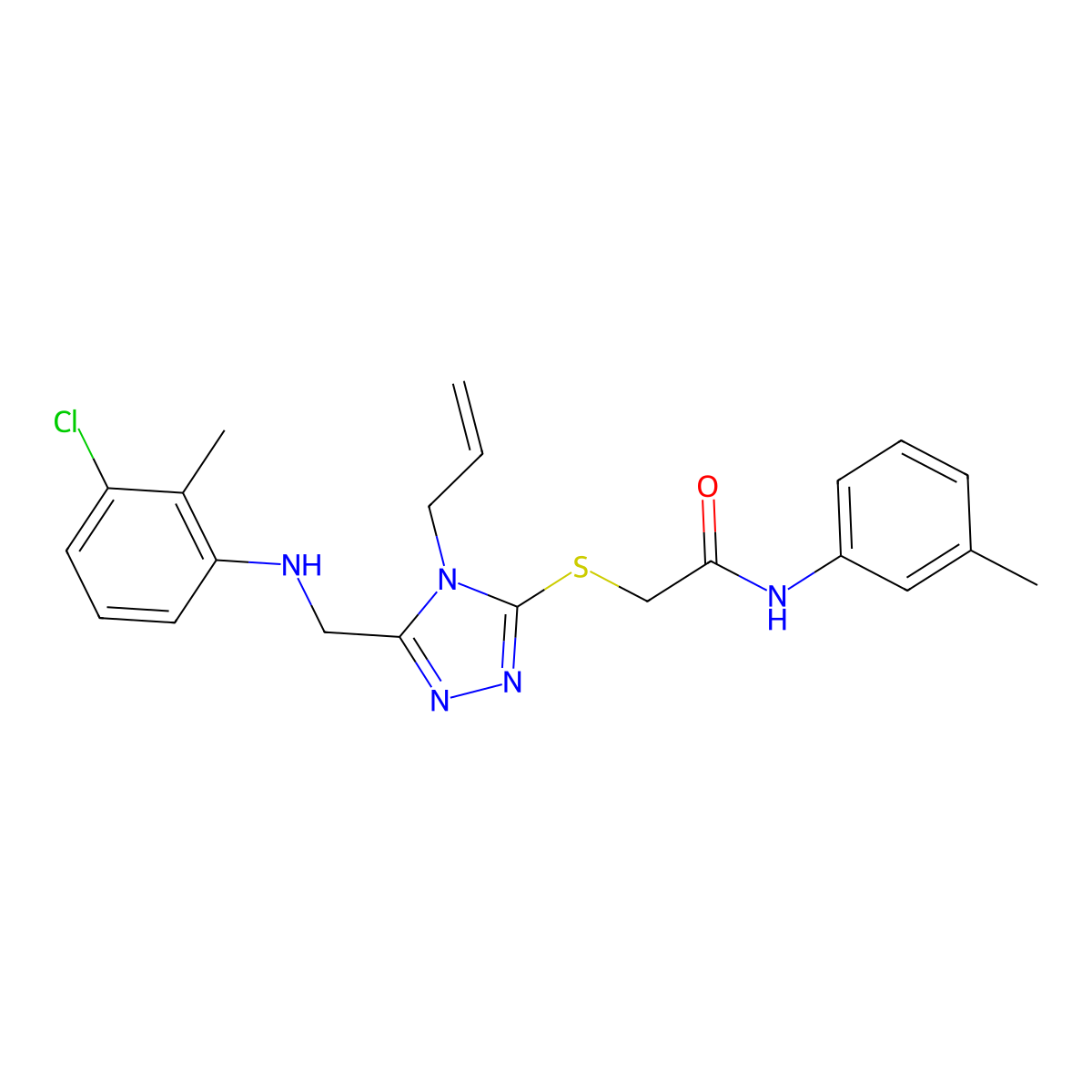 2-({4-Allyl-5-[(3-chloro-2-methylanilino)methyl]-4H-1,2,4-triazol-3-YL}sulfanyl)-N-(3-methylphenyl)acetamide molecular structure, CAS 538337-21-2