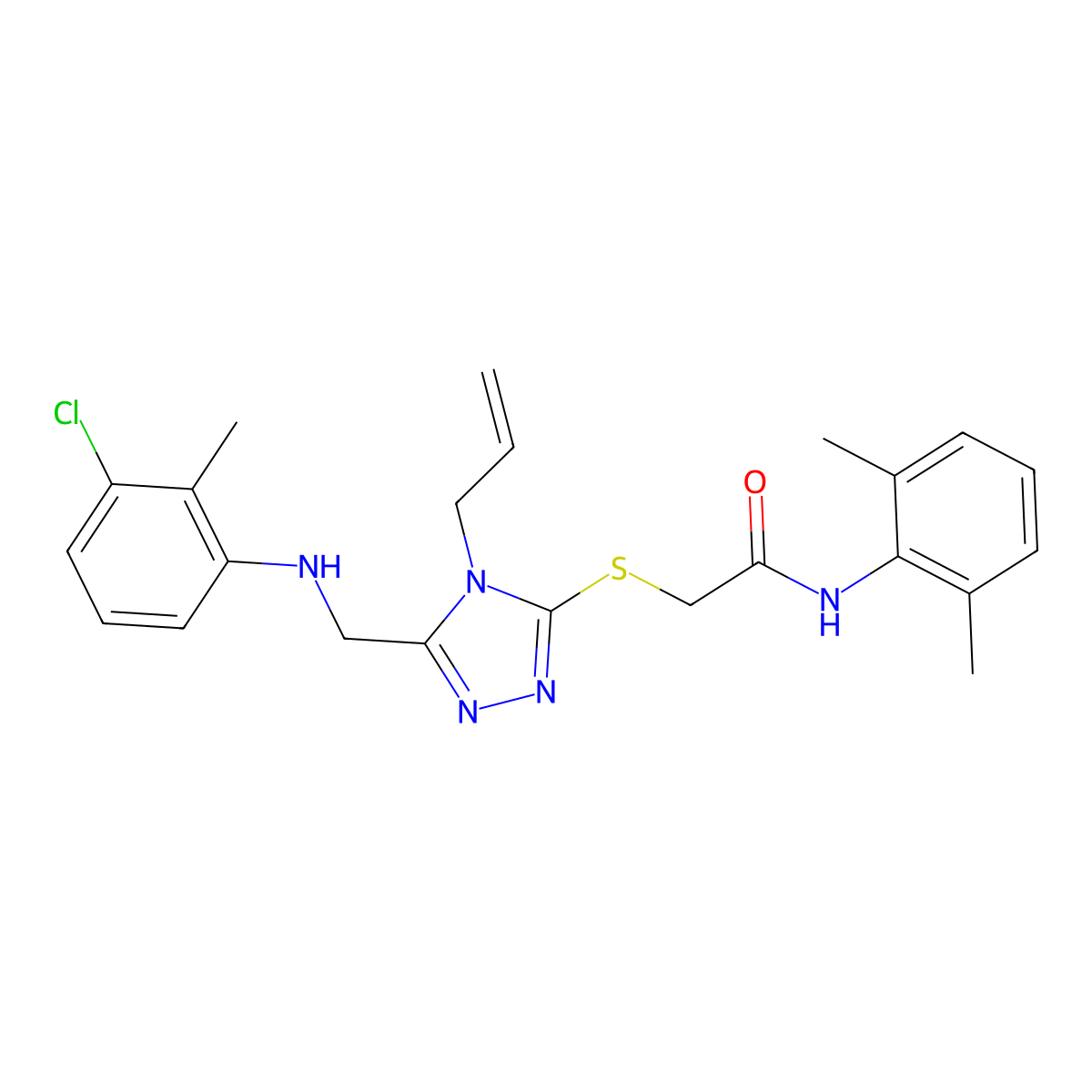 2-({4-Allyl-5-[(3-chloro-2-methylanilino)methyl]-4H-1,2,4-triazol-3-YL}sulfanyl)-N-(2,6-dimethylphenyl)acetamide molecular structure, CAS 538337-25-6