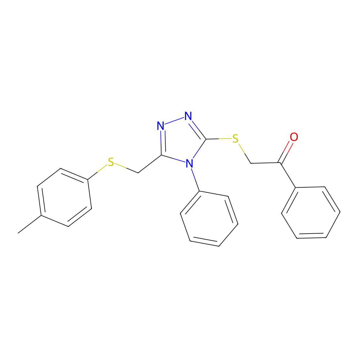 2-[(5-{[(4-Methylphenyl)sulfanyl]methyl}-4-phenyl-4H-1,2,4-triazol-3-YL)sulfanyl]-1-phenylethanone molecular structure, CAS 538337-30-3