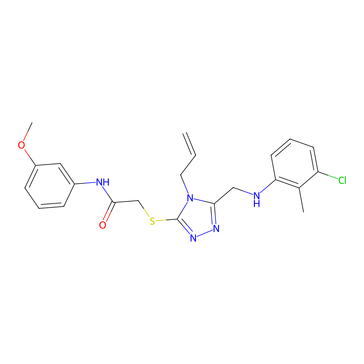2-({4-Allyl-5-[(3-chloro-2-methylanilino)methyl]-4H-1,2,4-triazol-3-YL}sulfanyl)-N-(3-methoxyphenyl)acetamide molecular structure, CAS 538337-31-4