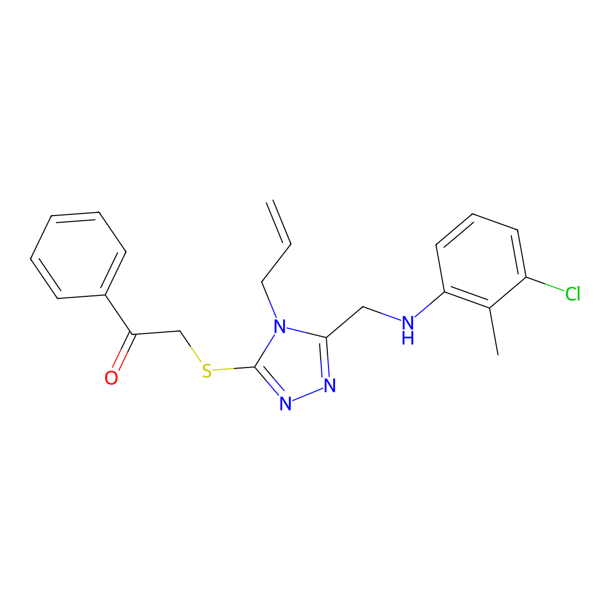 2-((4-Allyl-5-((3-chloro-2-methylanilino)methyl)-4H-1,2,4-triazol-3-YL)sulfanyl)-1-phenylethanone molecular structure, CAS 538337-32-5