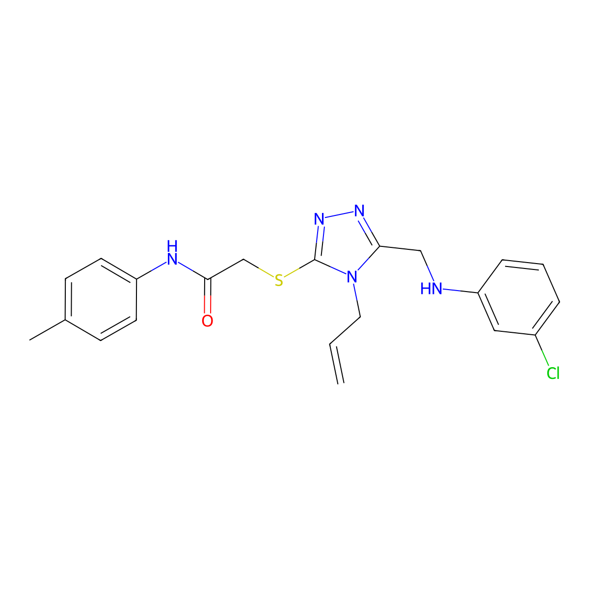 2-({4-Allyl-5-[(3-chloroanilino)methyl]-4H-1,2,4-triazol-3-YL}sulfanyl)-N-(4-methylphenyl)acetamide molecular structure, CAS 538337-34-7