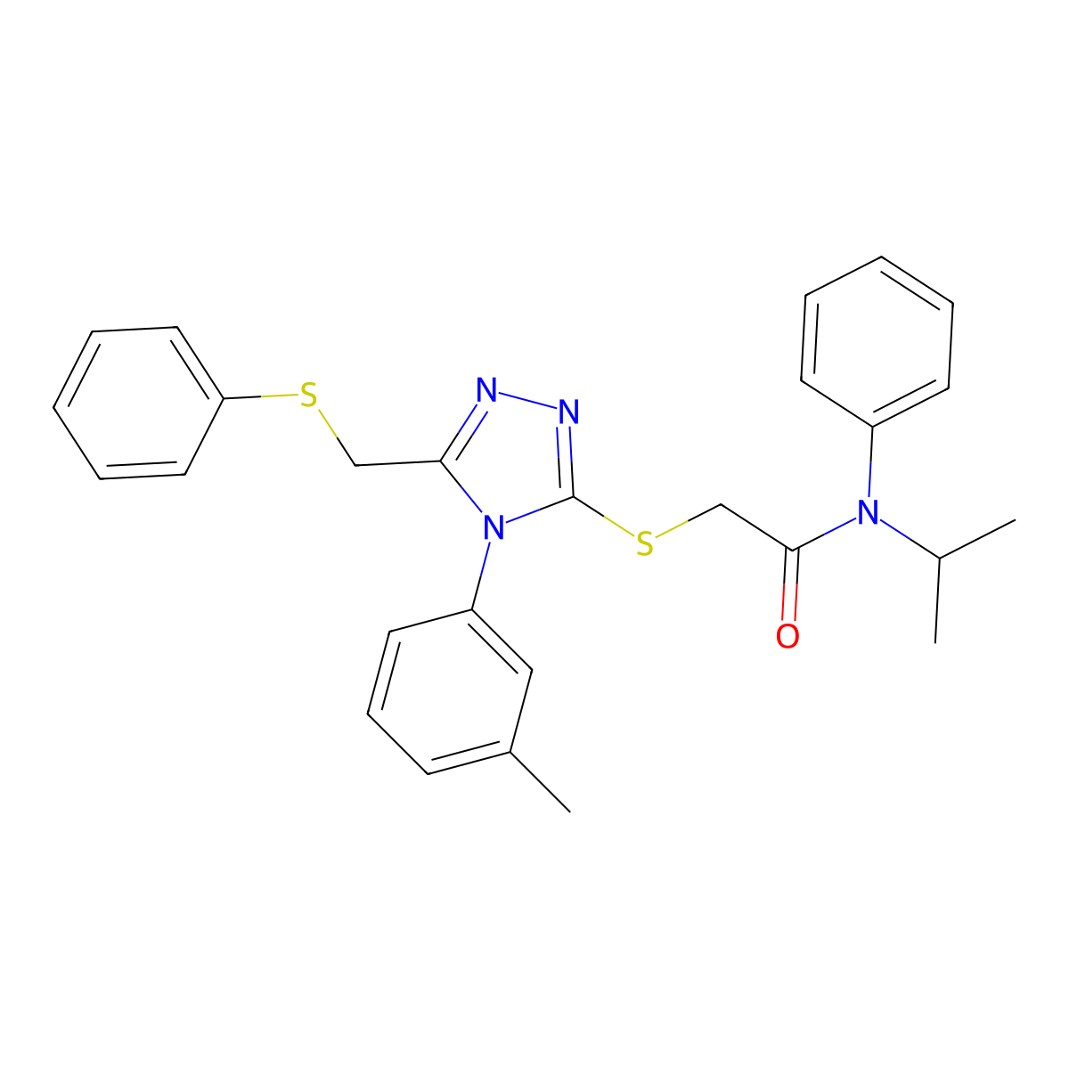 N-Isopropyl-2-({4-(3-methylphenyl)-5-[(phenylsulfanyl)methyl]-4H-1,2,4-triazol-3-YL}sulfanyl)-N-phenylacetamide molecular structure, CAS 538337-36-9