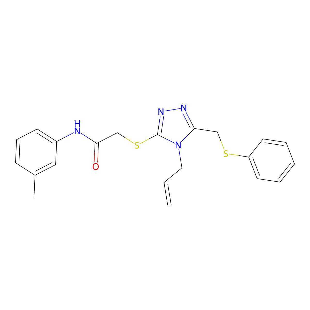 2-({4-Allyl-5-[(phenylsulfanyl)methyl]-4H-1,2,4-triazol-3-YL}sulfanyl)-N-(3-methylphenyl)acetamide molecular structure, CAS 538337-39-2