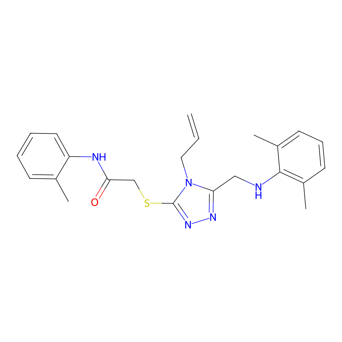 2-({4-Allyl-5-[(2,6-dimethylanilino)methyl]-4H-1,2,4-triazol-3-YL}sulfanyl)-N-(2-methylphenyl)acetamide molecular structure, CAS 538337-52-9