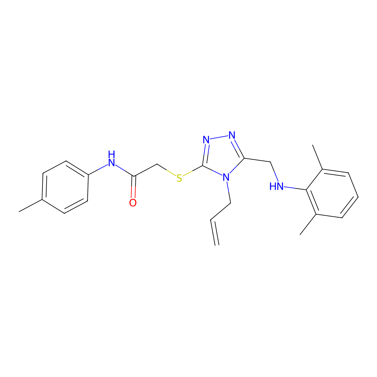 2-({4-Allyl-5-[(2,6-dimethylanilino)methyl]-4H-1,2,4-triazol-3-YL}sulfanyl)-N-(4-methylphenyl)acetamide molecular structure, CAS 538337-55-2