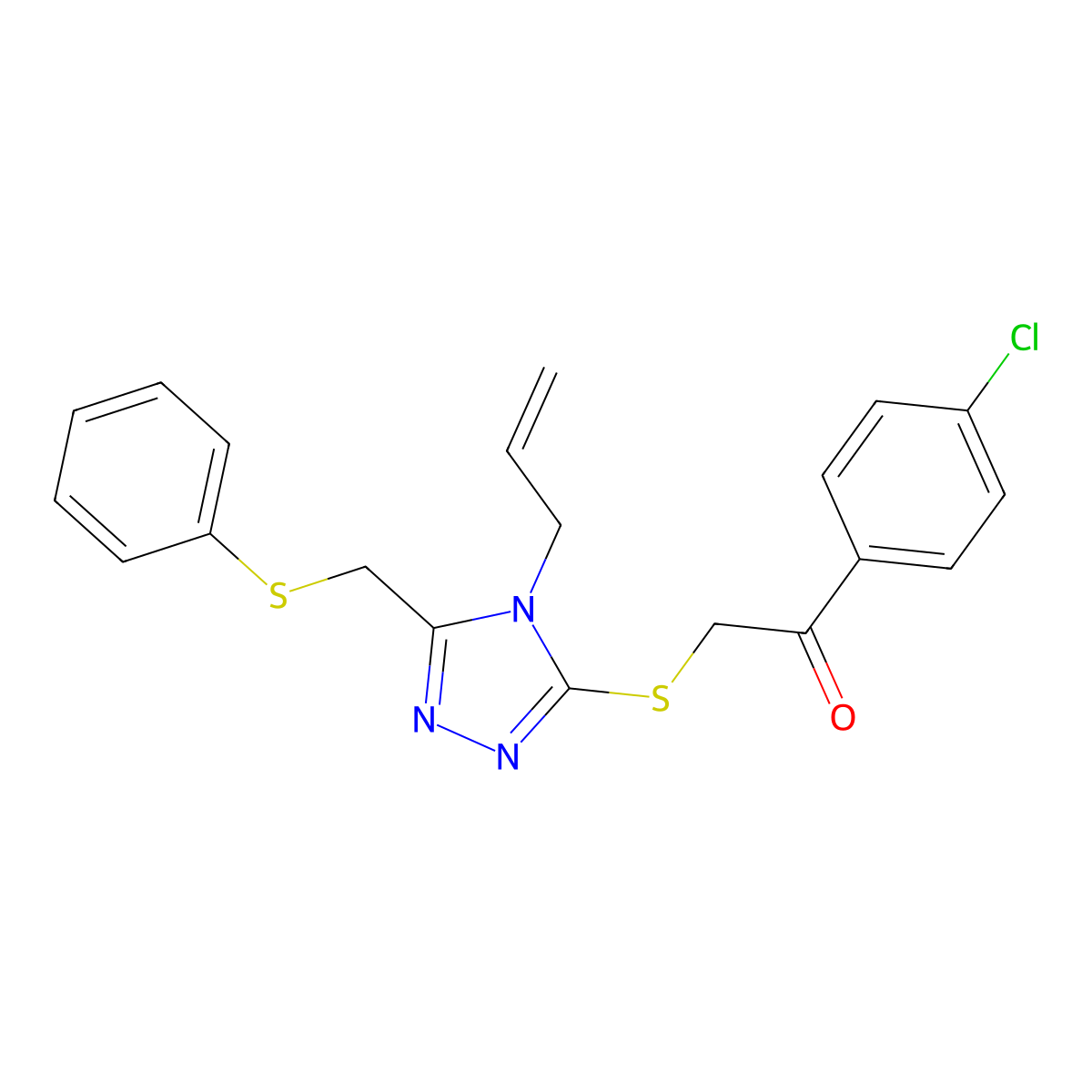2-((4-Allyl-5-((phenylthio)ME)-4H-1,2,4-triazol-3-YL)thio)-1-(4-CL-PH)ethanone molecular structure, CAS 538337-57-4