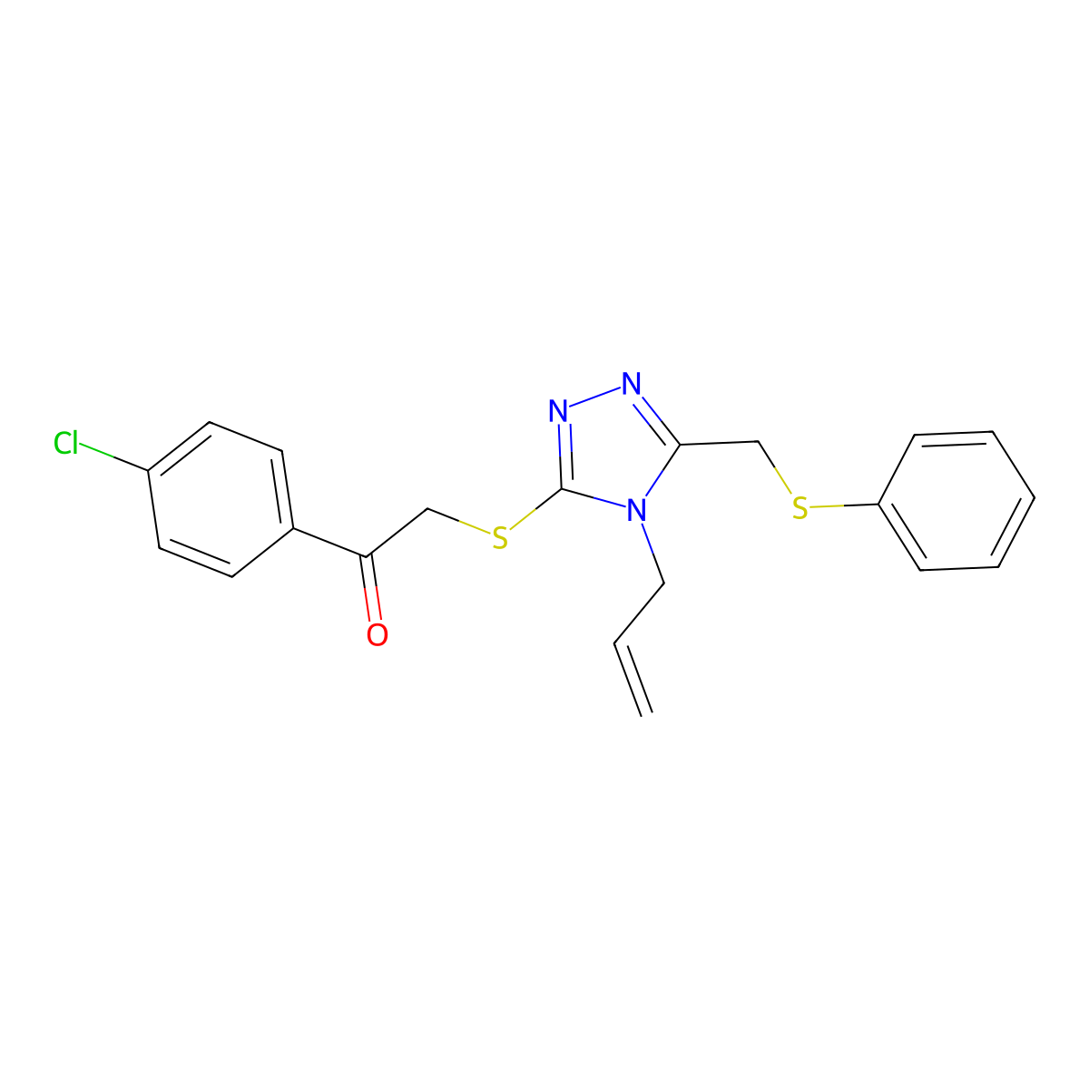 2-((4-Allyl-5-((phenylthio)ME)-4H-1,2,4-triazol-3-YL)thio)-1-(4-CL-PH)ethanone molecular structure, CAS 538337-57-4