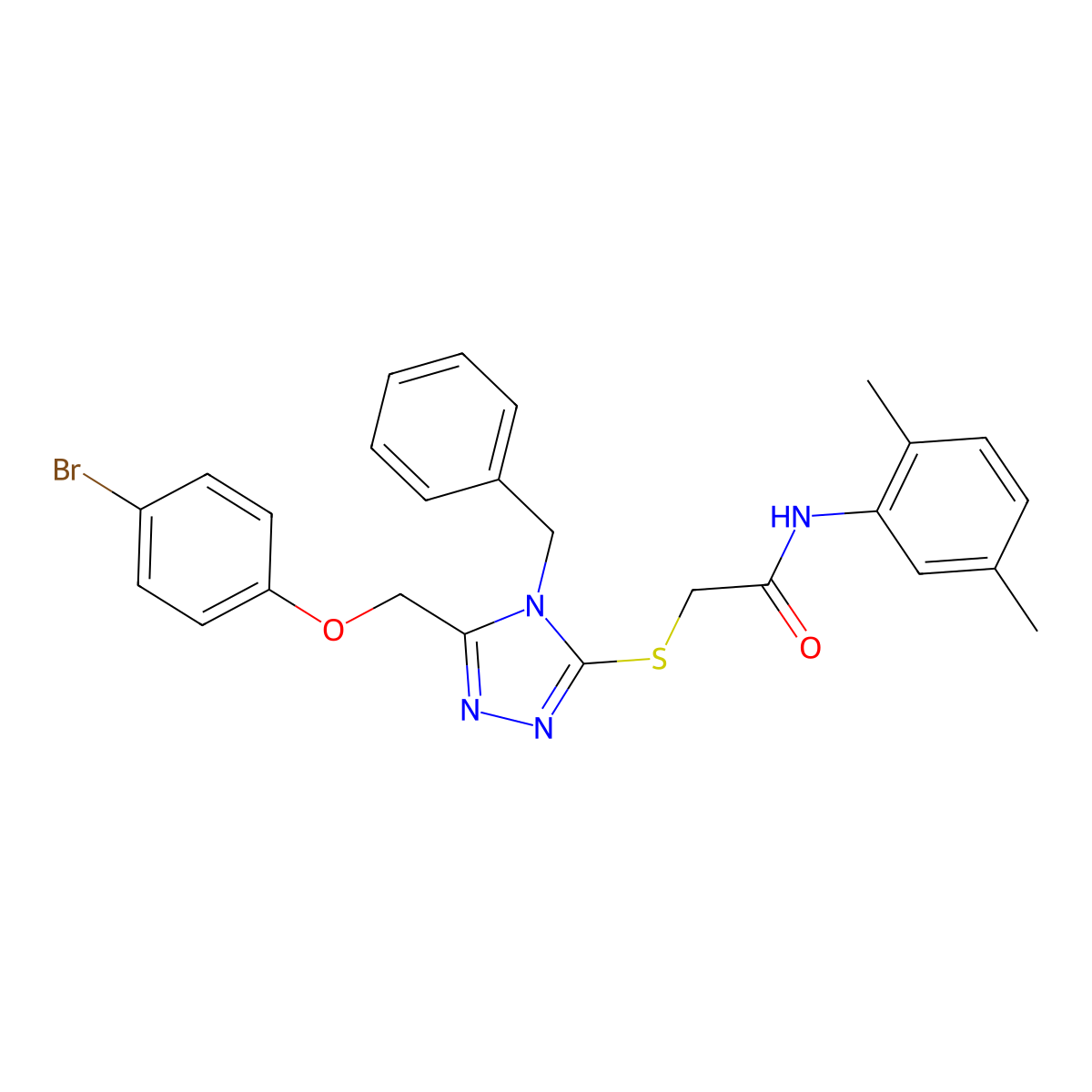 2-((4-Benzyl-5-((4-bromophenoxy)methyl)-4H-1,2,4-triazol-3-YL)sulfanyl)-N-(2,5-dimethylphenyl)acetamide molecular structure, CAS 538337-59-6