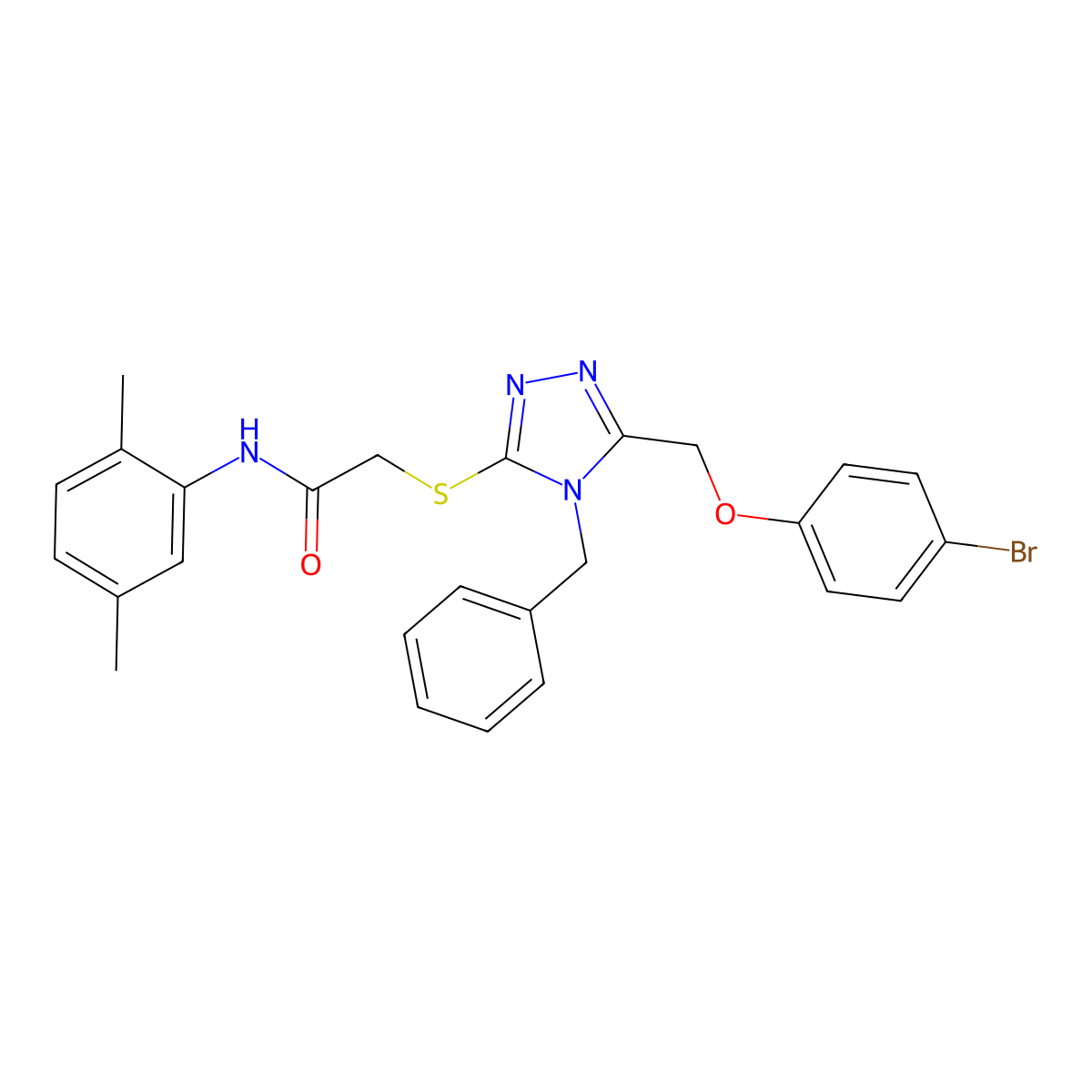 2-((4-Benzyl-5-((4-bromophenoxy)methyl)-4H-1,2,4-triazol-3-YL)sulfanyl)-N-(2,5-dimethylphenyl)acetamide molecular structure, CAS 538337-59-6
