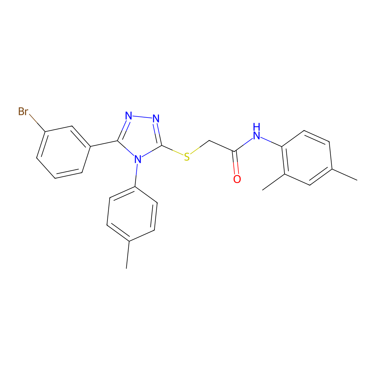2-((5-(3-Bromophenyl)-4-(4-methylphenyl)-4H-1,2,4-triazol-3-YL)sulfanyl)-N-(2,4-dimethylphenyl)acetamide molecular structure, CAS 538337-61-0