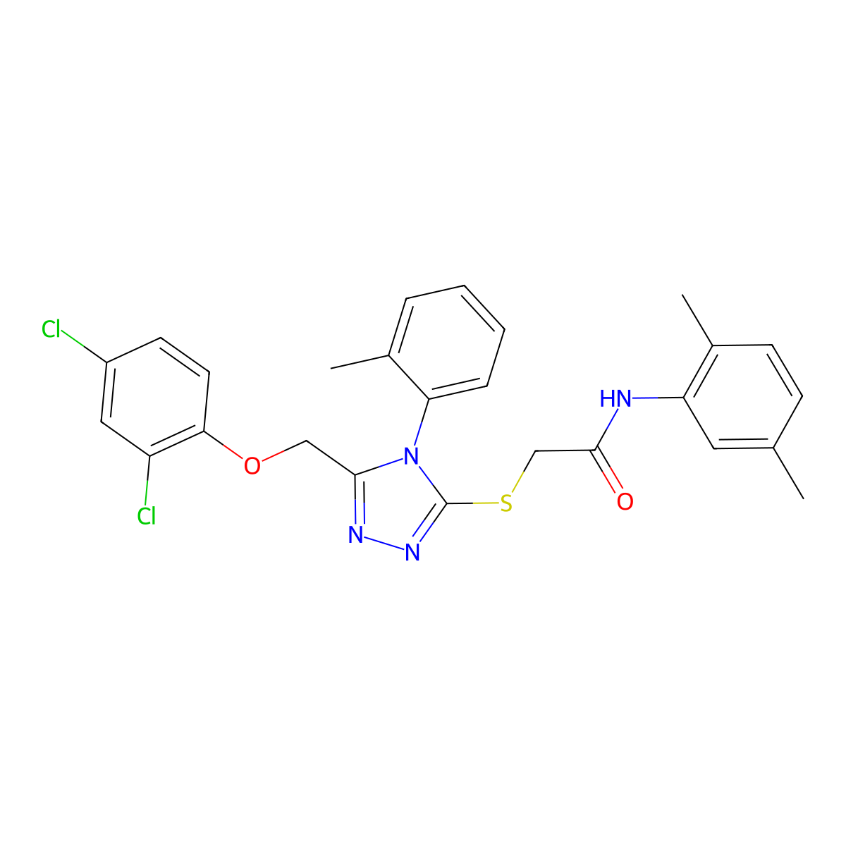 2-((5-((2,4-Dichlorophenoxy)methyl)-4-(2-methylphenyl)-4H-1,2,4-triazol-3-YL)sulfanyl)-N-(2,5-dimethylphenyl)acetamide molecular structure, CAS 538337-70-1