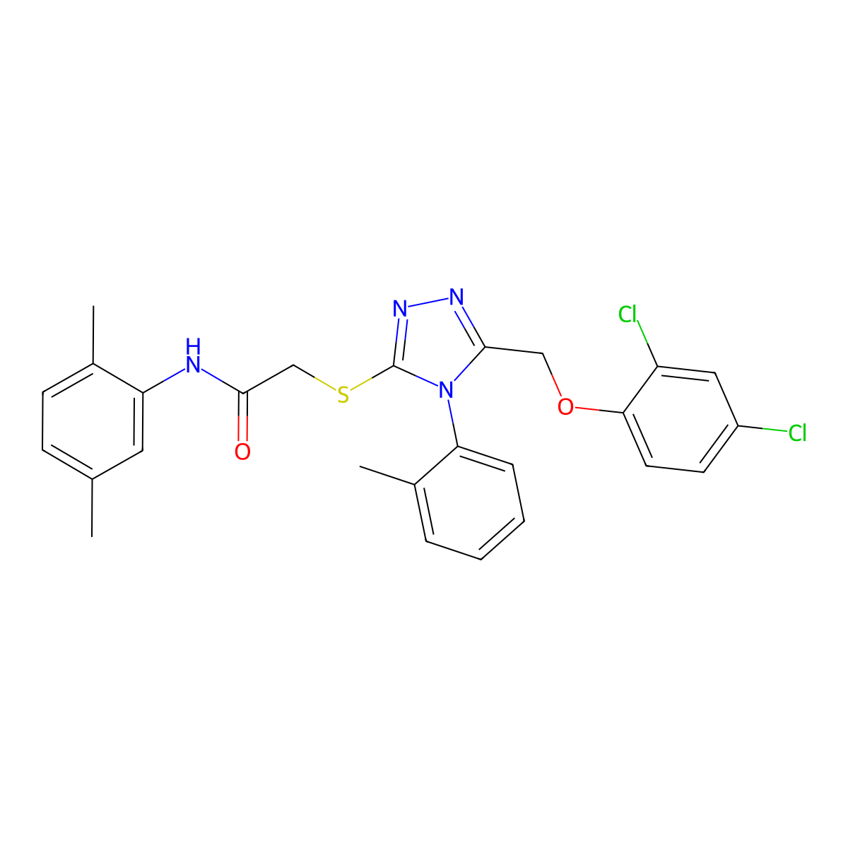 2-((5-((2,4-Dichlorophenoxy)methyl)-4-(2-methylphenyl)-4H-1,2,4-triazol-3-YL)sulfanyl)-N-(2,5-dimethylphenyl)acetamide molecular structure, CAS 538337-70-1