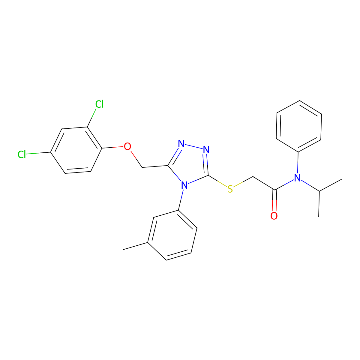 2-((5-((2,4-Dichlorophenoxy)methyl)-4-(3-methylphenyl)-4H-1,2,4-triazol-3-YL)sulfanyl)-N-isopropyl-N-phenylacetamide molecular structure, CAS 538337-74-5