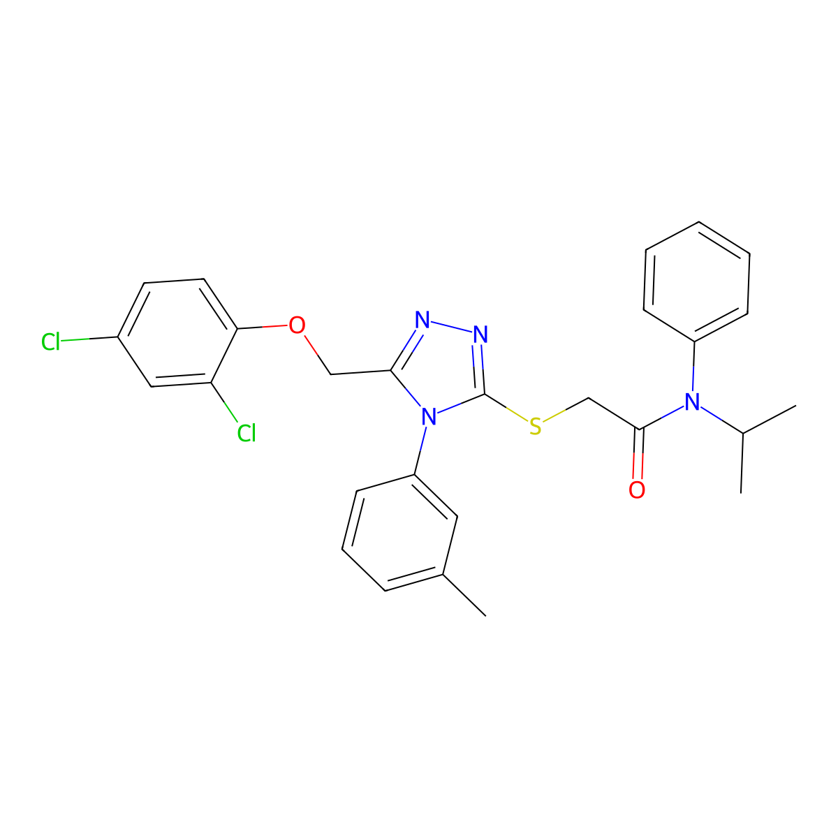 2-((5-((2,4-Dichlorophenoxy)methyl)-4-(3-methylphenyl)-4H-1,2,4-triazol-3-YL)sulfanyl)-N-isopropyl-N-phenylacetamide molecular structure, CAS 538337-74-5