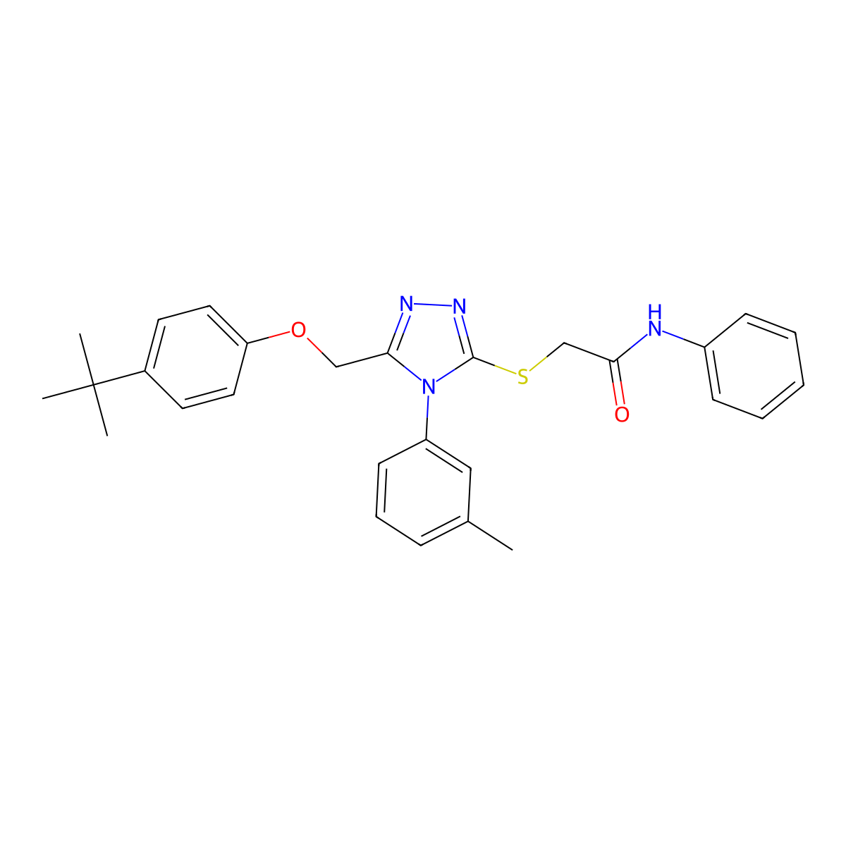 2-{[5-[(4-Tert-butylphenoxy)methyl]-4-(3-methylphenyl)-4H-1,2,4-triazol-3-YL]sulfanyl}-N-phenylacetamide molecular structure, CAS 538337-78-9