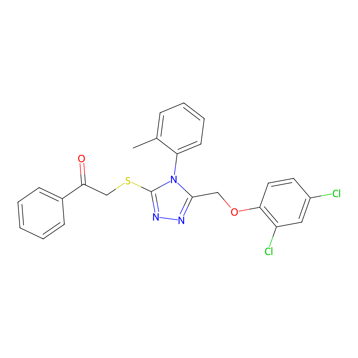 2-((5-((2,4-Dichlorophenoxy)methyl)-4-(2-methylphenyl)-4H-1,2,4-triazol-3-YL)sulfanyl)-1-phenylethanone molecular structure, CAS 538337-80-3