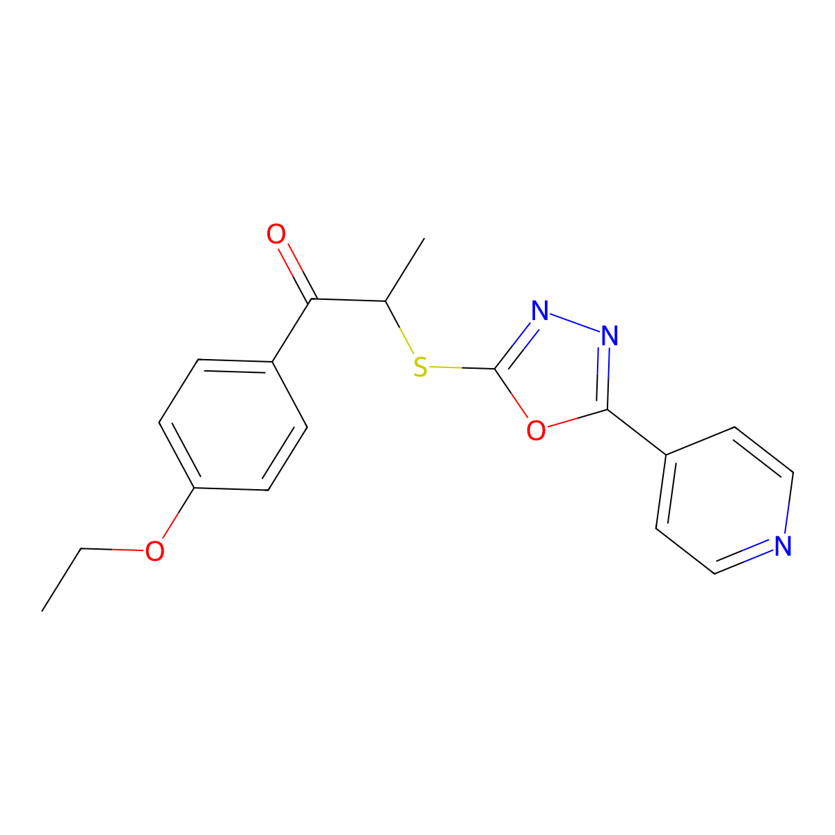 1-(4-Ethoxyphenyl)-2-{[5-(pyridin-4-yl)-1,3,4-oxadiazol-2-yl]sulfanyl}propan-1-one molecular structure, CAS 538337-86-9