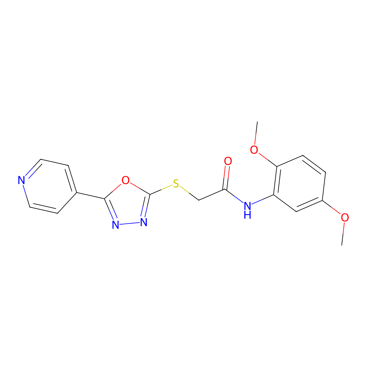 N-(2,5-dimethoxyphenyl)-2-[(5-pyridin-4-yl-1,3,4-oxadiazol-2-yl)sulfanyl]acetamide molecular structure, CAS 538337-91-6