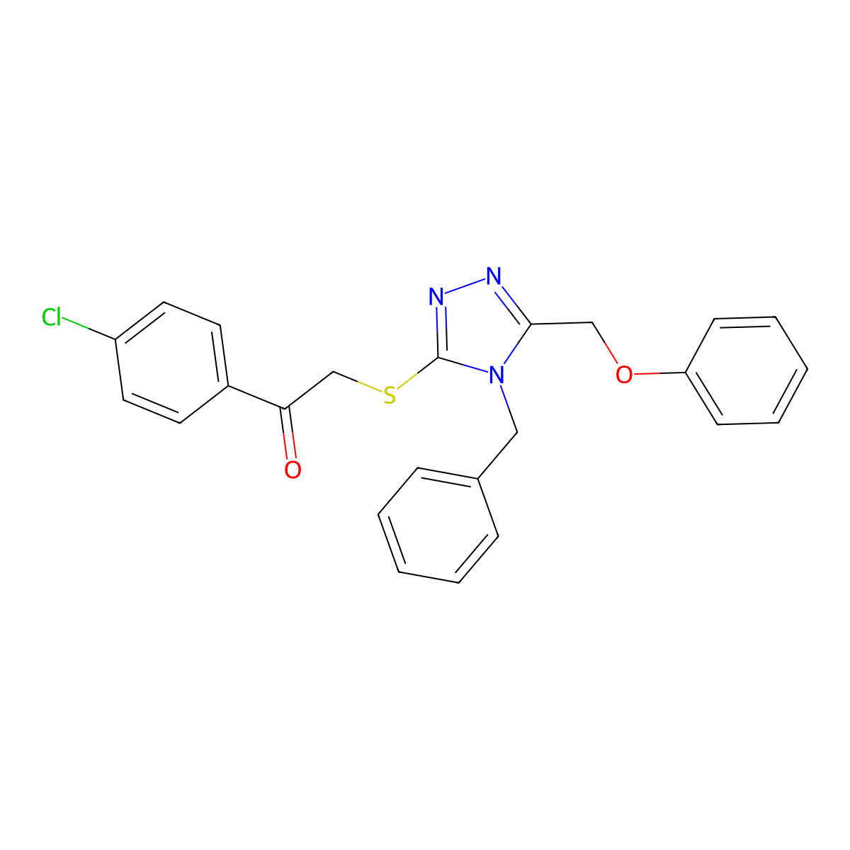 2-((4-Benzyl-5-(phenoxymethyl)-4H-1,2,4-triazol-3-YL)thio)-1-(4-CL-PH)ethanone molecular structure, CAS 538337-93-8