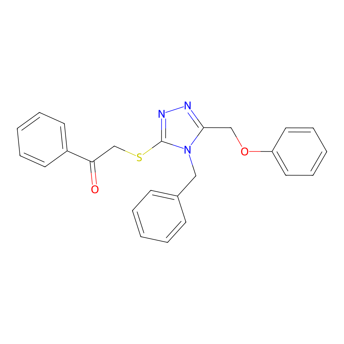 2-((4-Benzyl-5-(phenoxymethyl)-4H-1,2,4-triazol-3-YL)thio)-1-phenylethanone molecular structure, CAS 538337-94-9