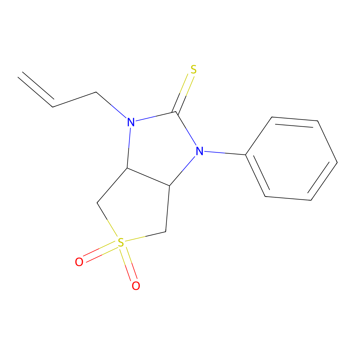 1-allyl-3-phenyltetrahydro-1H-thieno[3,4-d]imidazole-2(3H)-thione 5,5-dioxide molecular structure, CAS 538338-38-4