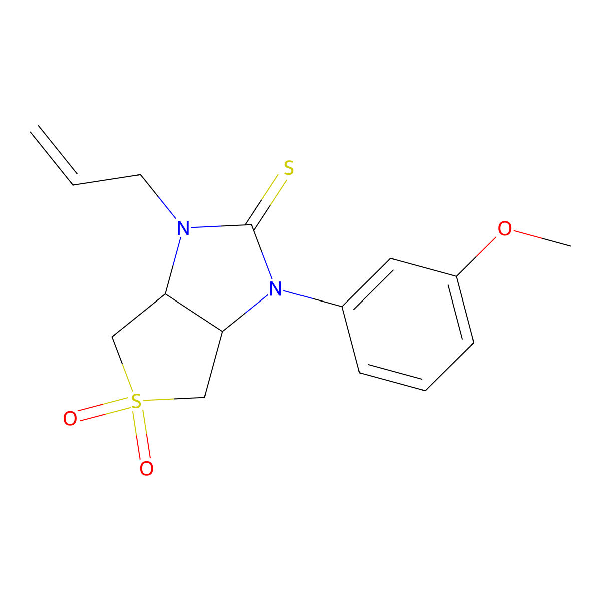 1-allyl-3-(3-methoxyphenyl)tetrahydro-1H-thieno[3,4-d]imidazole-2(3H)-thione 5,5-dioxide molecular structure, CAS 538338-39-5