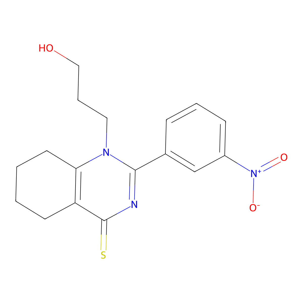 1-(3-hydroxypropyl)-2-(3-nitrophenyl)-5,6,7,8-tetrahydroquinazoline-4(1H)-thione molecular structure, CAS 538338-50-0