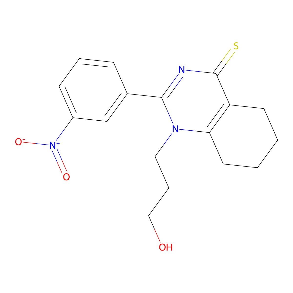 1-(3-hydroxypropyl)-2-(3-nitrophenyl)-5,6,7,8-tetrahydroquinazoline-4(1H)-thione molecular structure, CAS 538338-50-0
