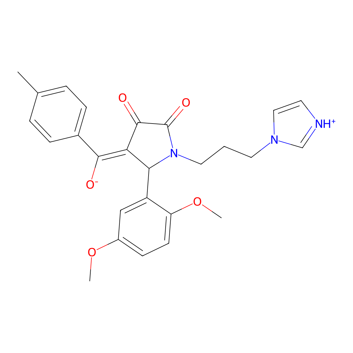 5-(2,5-dimethoxyphenyl)-3-hydroxy-1-[3-(1H-imidazol-1-yl)propyl]-4-(4-methylbenzoyl)-2,5-dihydro-1H-pyrrol-2-one molecular structure, CAS 538339-59-2