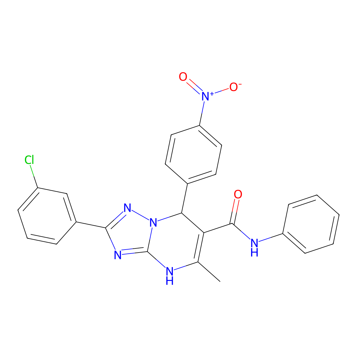 2-(3-chlorophenyl)-5-methyl-7-(4-nitrophenyl)-N-phenyl-4H,7H-[1,2,4]triazolo[1,5-a]pyrimidine-6-carboxamide molecular structure, CAS 538343-45-2