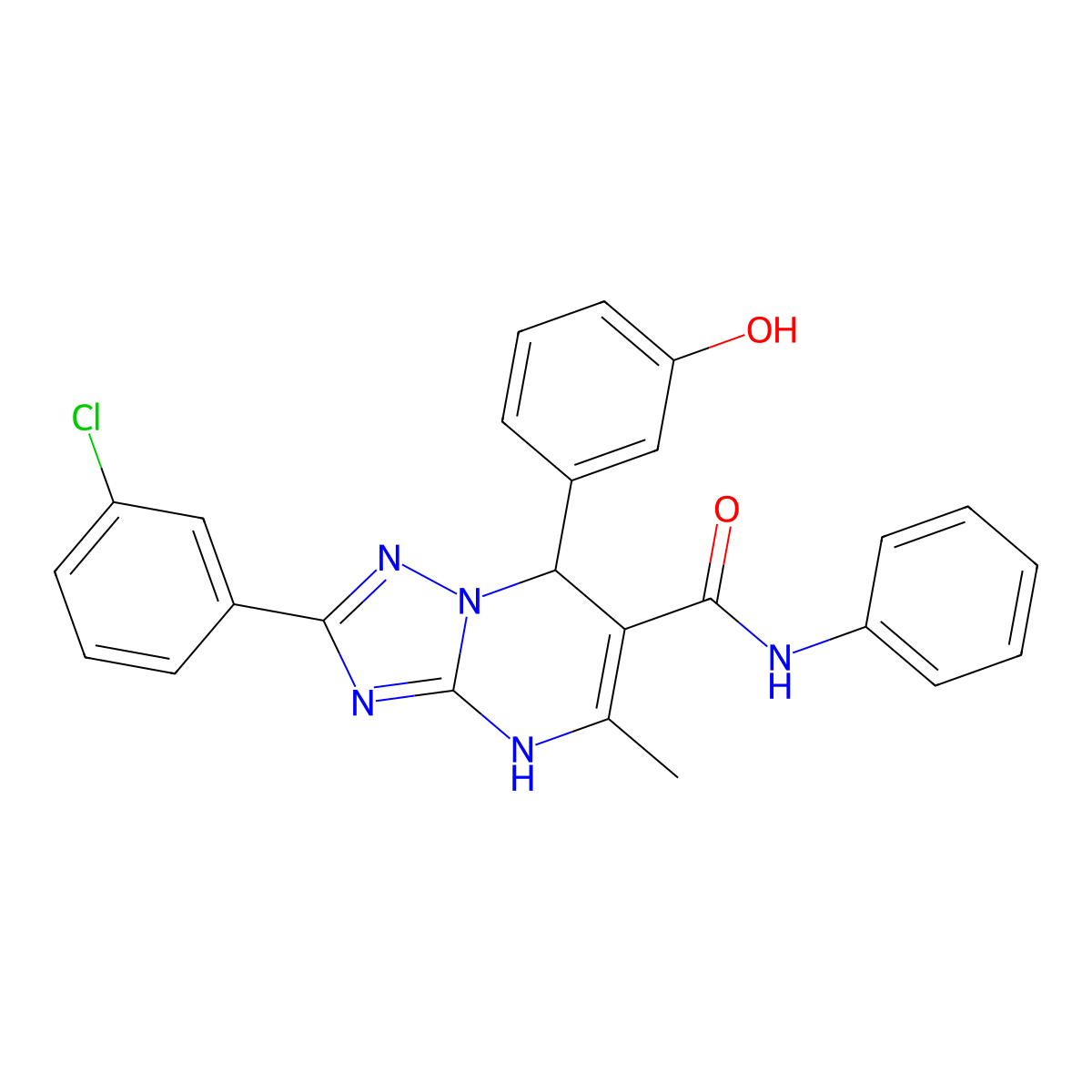 2-(3-chlorophenyl)-7-(3-hydroxyphenyl)-5-methyl-N-phenyl-4,7-dihydro-[1,2,4]triazolo[1,5-a]pyrimidine-6-carboxamide molecular structure, CAS 538343-86-1