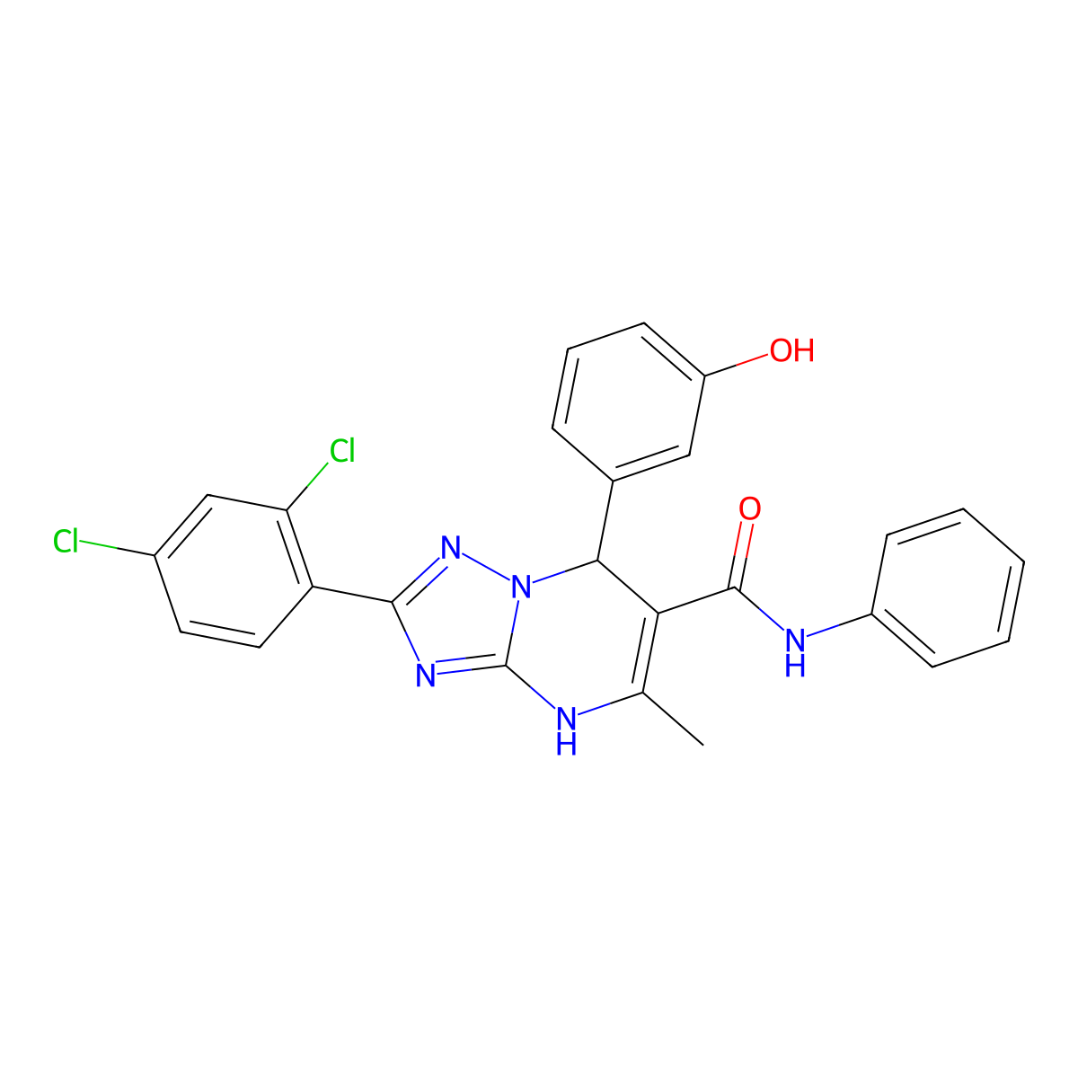 2-(2,4-dichlorophenyl)-7-(3-hydroxyphenyl)-5-methyl-N-phenyl-4,7-dihydro-[1,2,4]triazolo[1,5-a]pyrimidine-6-carboxamide molecular structure, CAS 538344-68-2