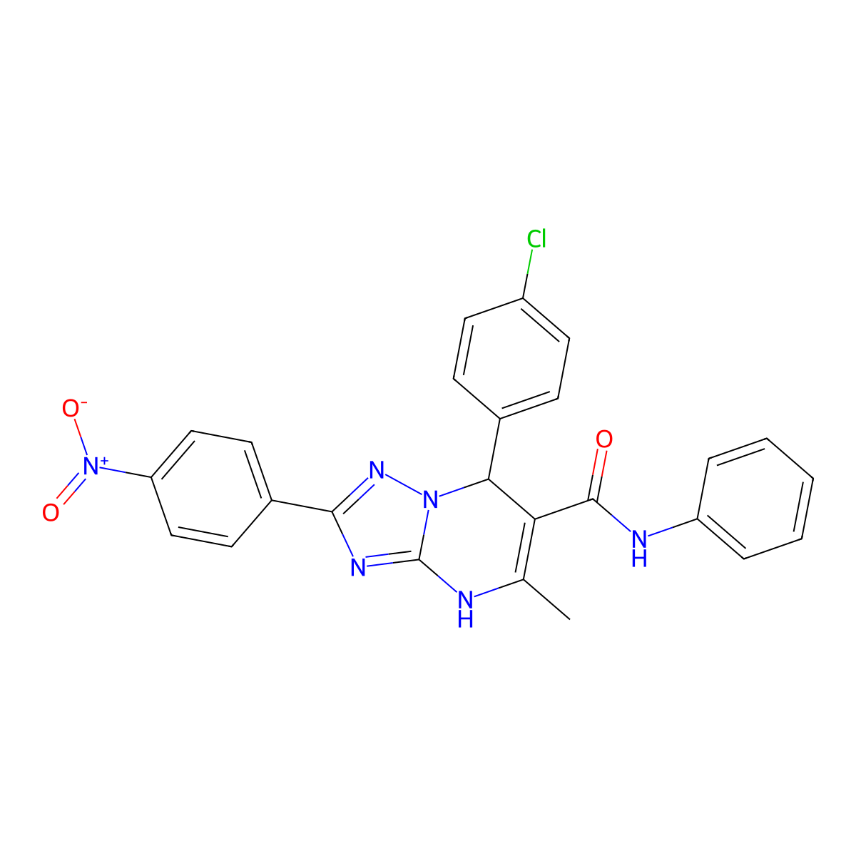 7-(4-chlorophenyl)-5-methyl-2-(4-nitrophenyl)-N-phenyl-4,7-dihydro-[1,2,4]triazolo[1,5-a]pyrimidine-6-carboxamide molecular structure, CAS 538344-80-8