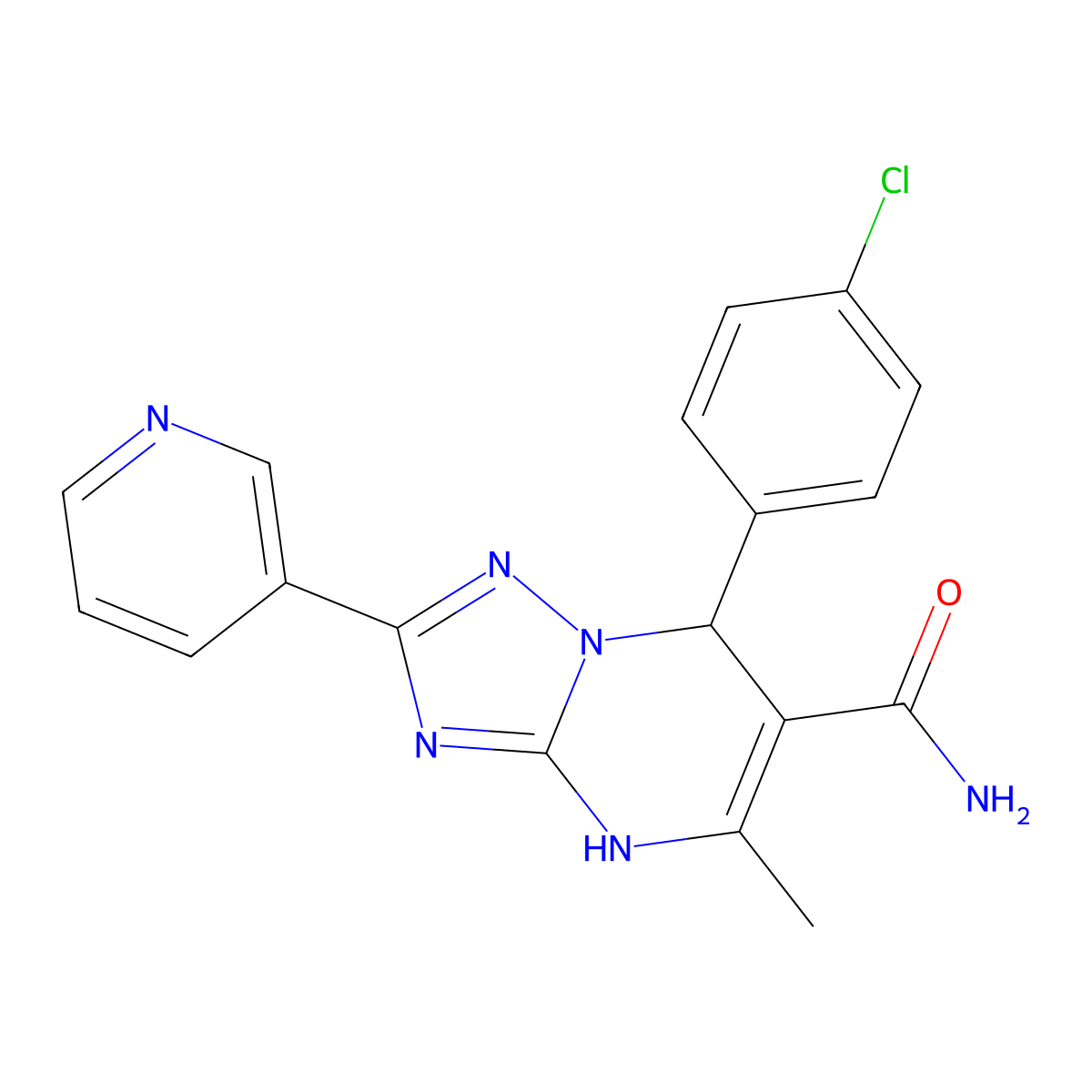 7-(4-Chlorophenyl)-5-methyl-2-(pyridin-3-yl)-4,7-dihydro-[1,2,4]triazolo[1,5-a]pyrimidine-6-carboxamide molecular structure, CAS 538352-24-8