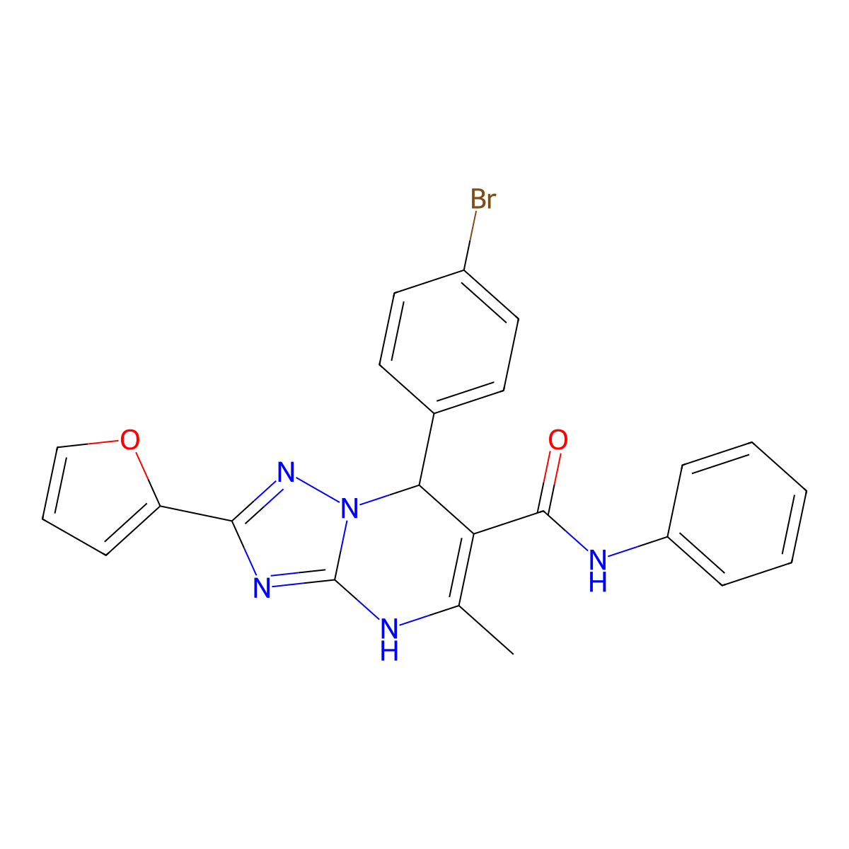 7-(4-bromophenyl)-2-(furan-2-yl)-5-methyl-N-phenyl-4H,7H-[1,2,4]triazolo[1,5-a]pyrimidine-6-carboxamide molecular structure, CAS 538352-87-3