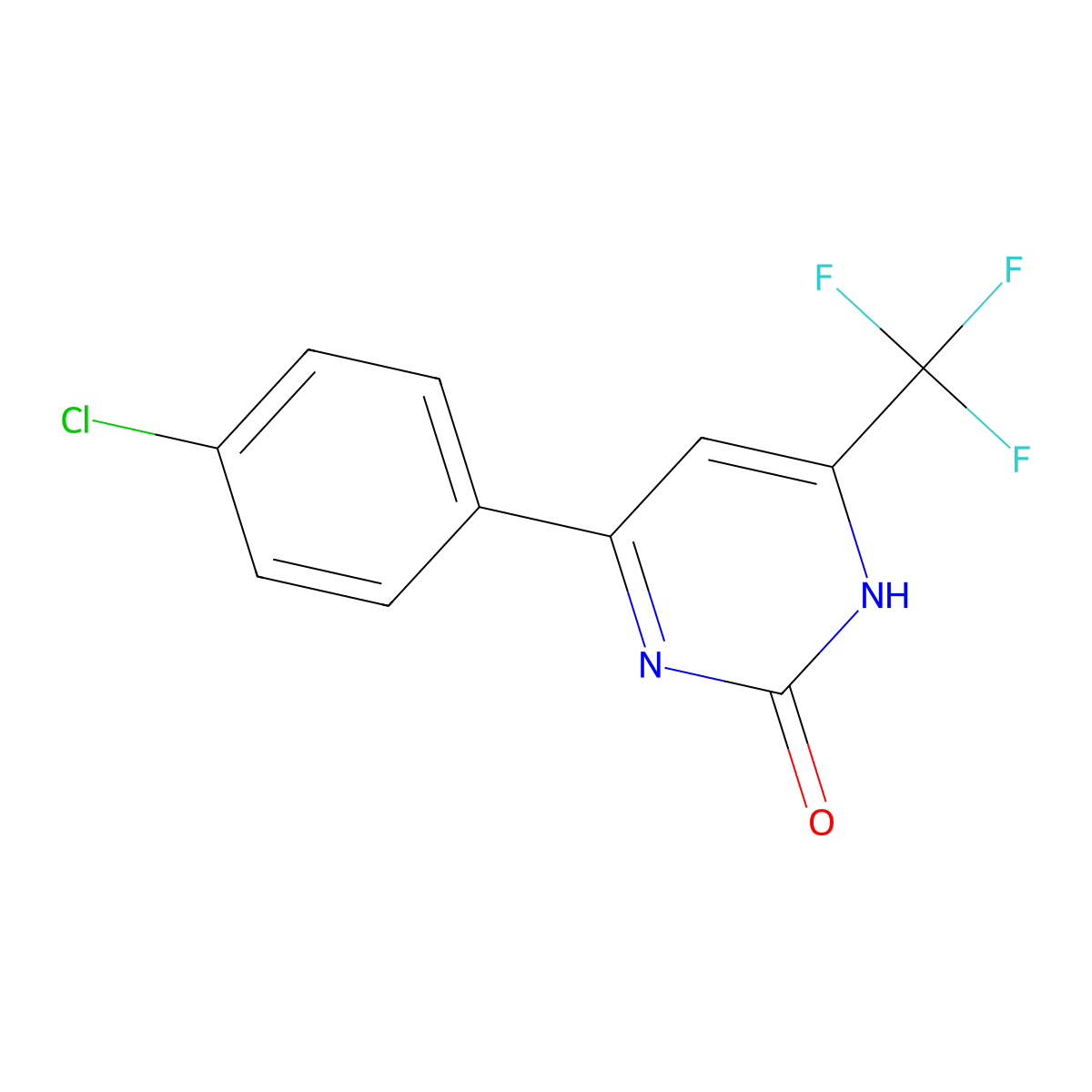 4-(4-Chlorophenyl)-6-(trifluoromethyl)pyrimidin-2-ol molecular structure, CAS 538362-62-8