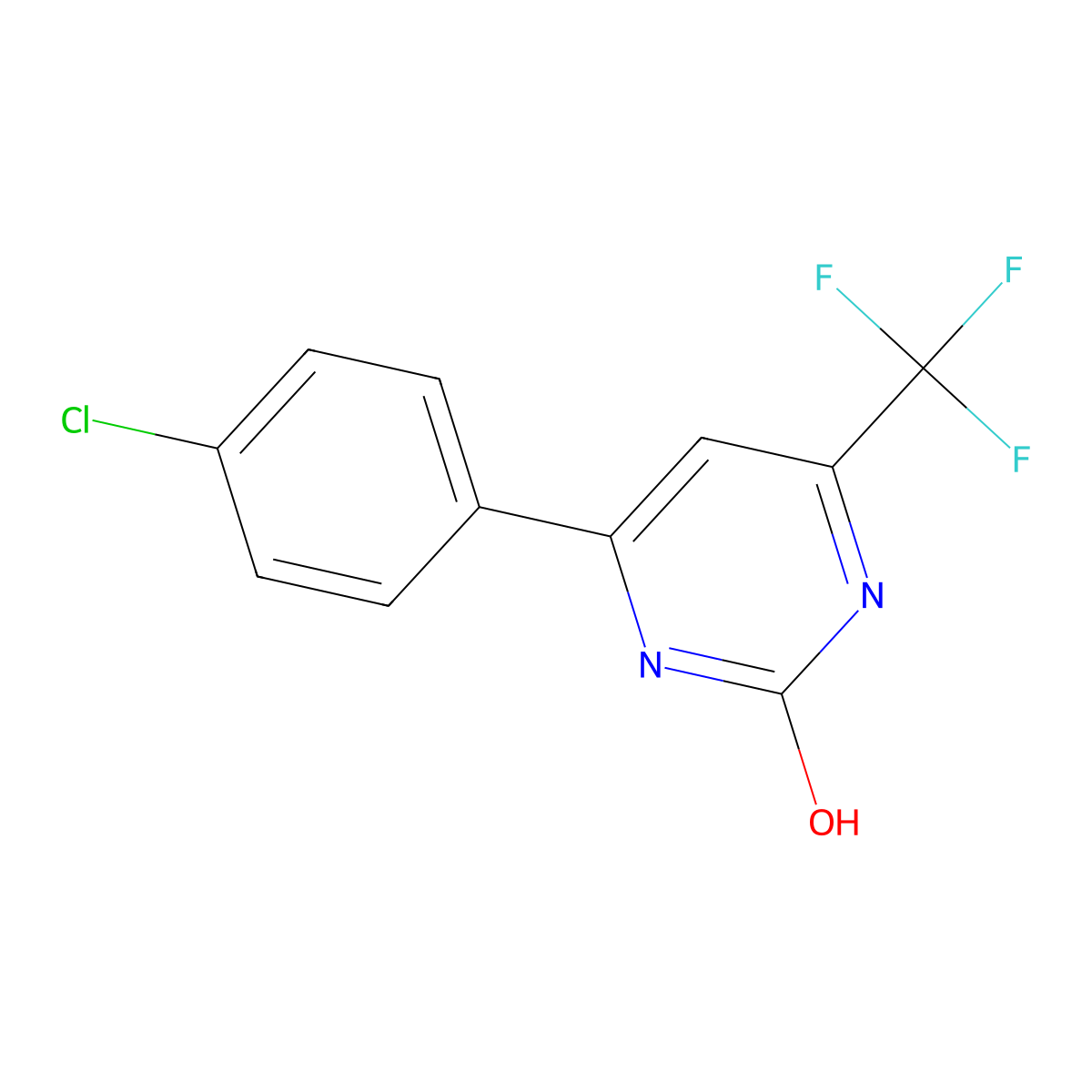 4-(4-Chlorophenyl)-6-(trifluoromethyl)pyrimidin-2-ol molecular structure, CAS 538362-62-8