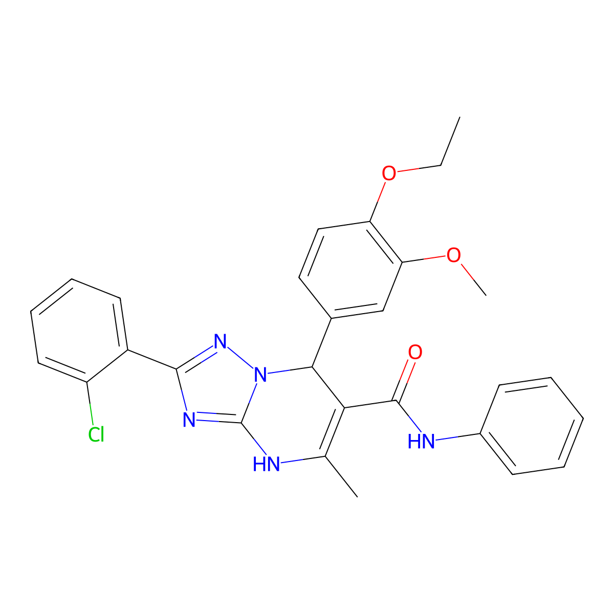 2-(2-chlorophenyl)-7-(4-ethoxy-3-methoxyphenyl)-5-methyl-N-phenyl-4,7-dihydro-[1,2,4]triazolo[1,5-a]pyrimidine-6-carboxamide molecular structure, CAS 538363-88-1
