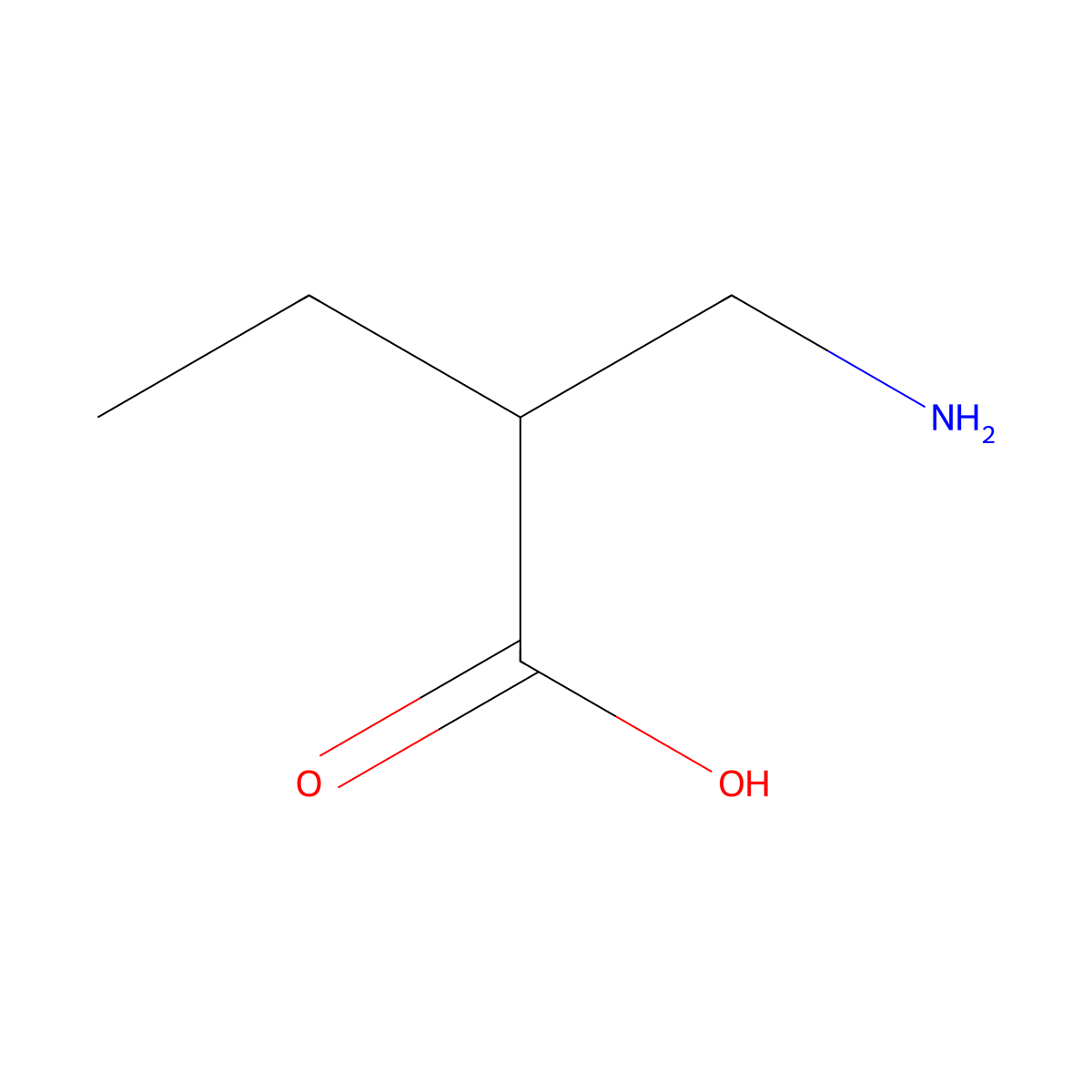 Butanoic acid, 2-(aminomethyl)-, (2S)- molecular structure, CAS 538368-15-9