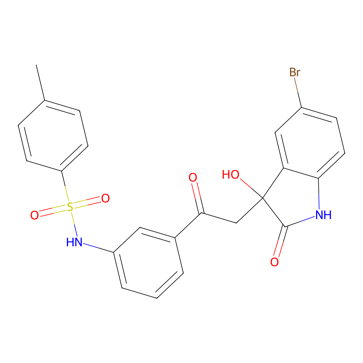 5-Bromo-3-hydroxy-3-[2-(3-{[(4-methylphenyl)sulfonyl]amino}phenyl)-2-oxoethyl] indolin-2-one molecular structure, CAS 5384-80-5